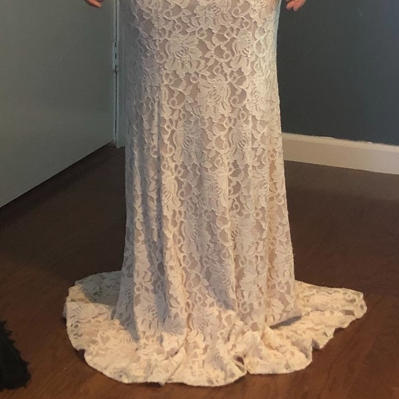 Off white wedding/prom dress from David’s Birdal